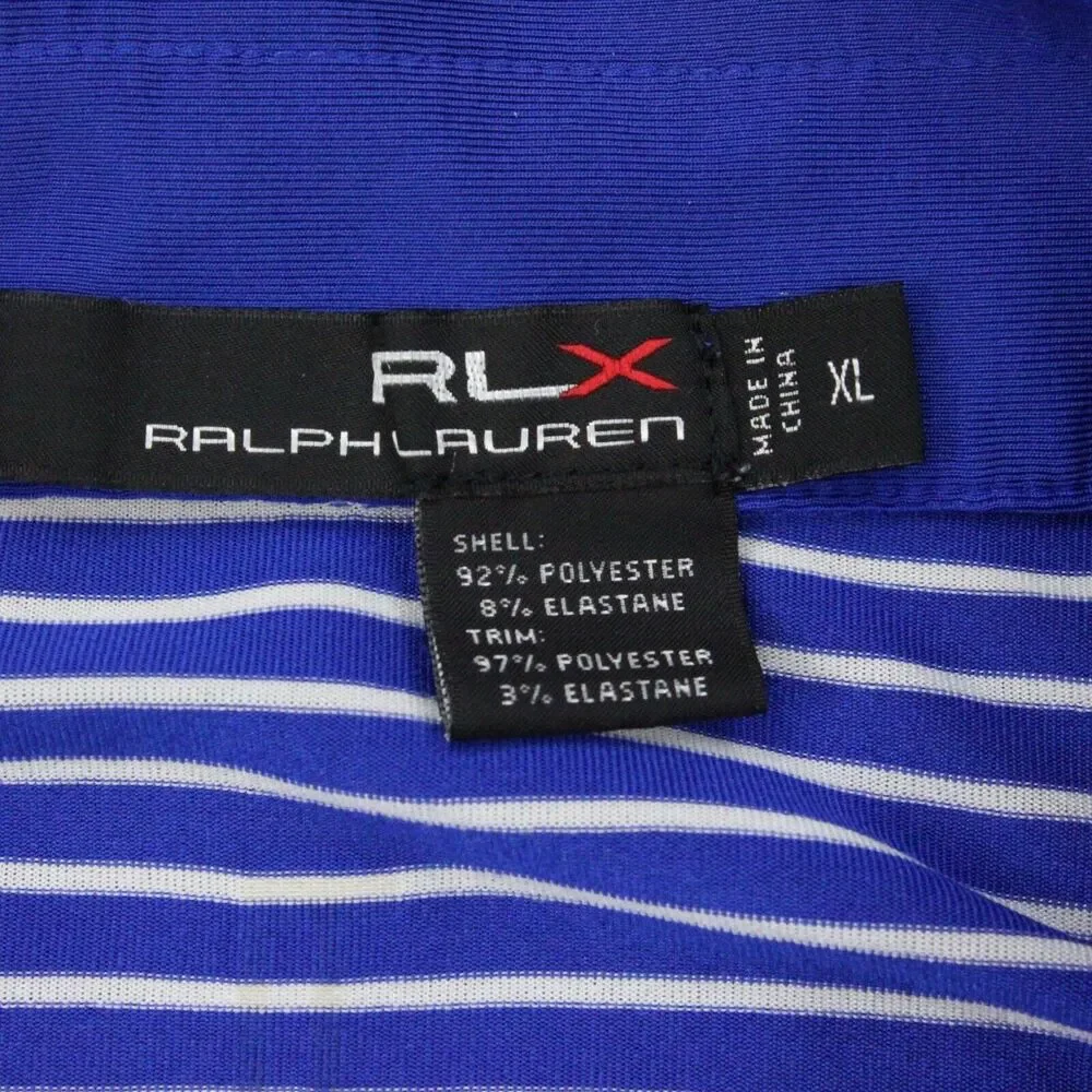 RLX Ralph Lauren Stripe Polo Shirt Mens XL Blue Golf